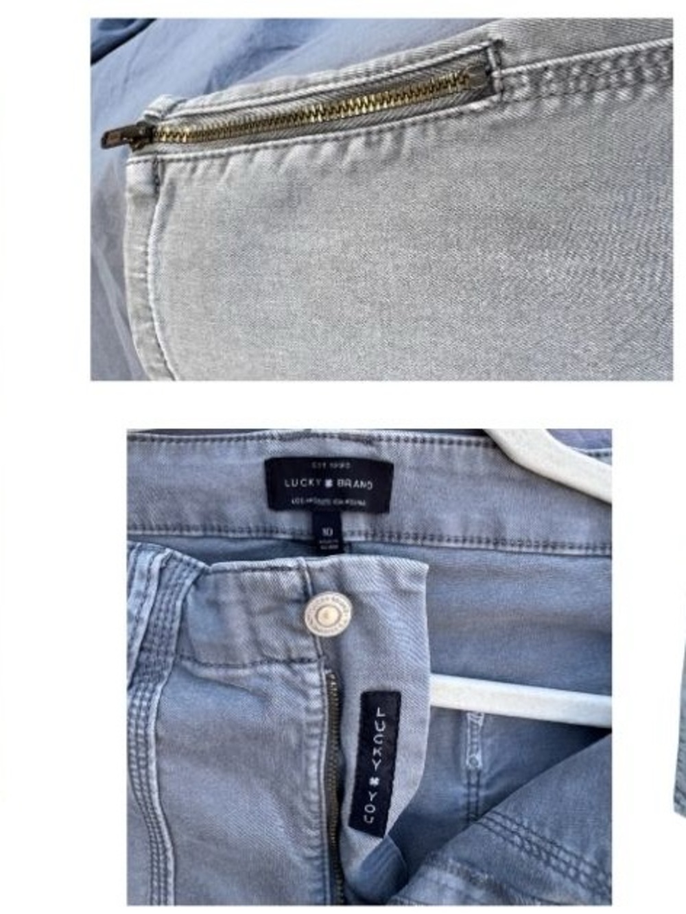 Lucky Brand Women’s Light Gray Slim Straight Utility Jeans